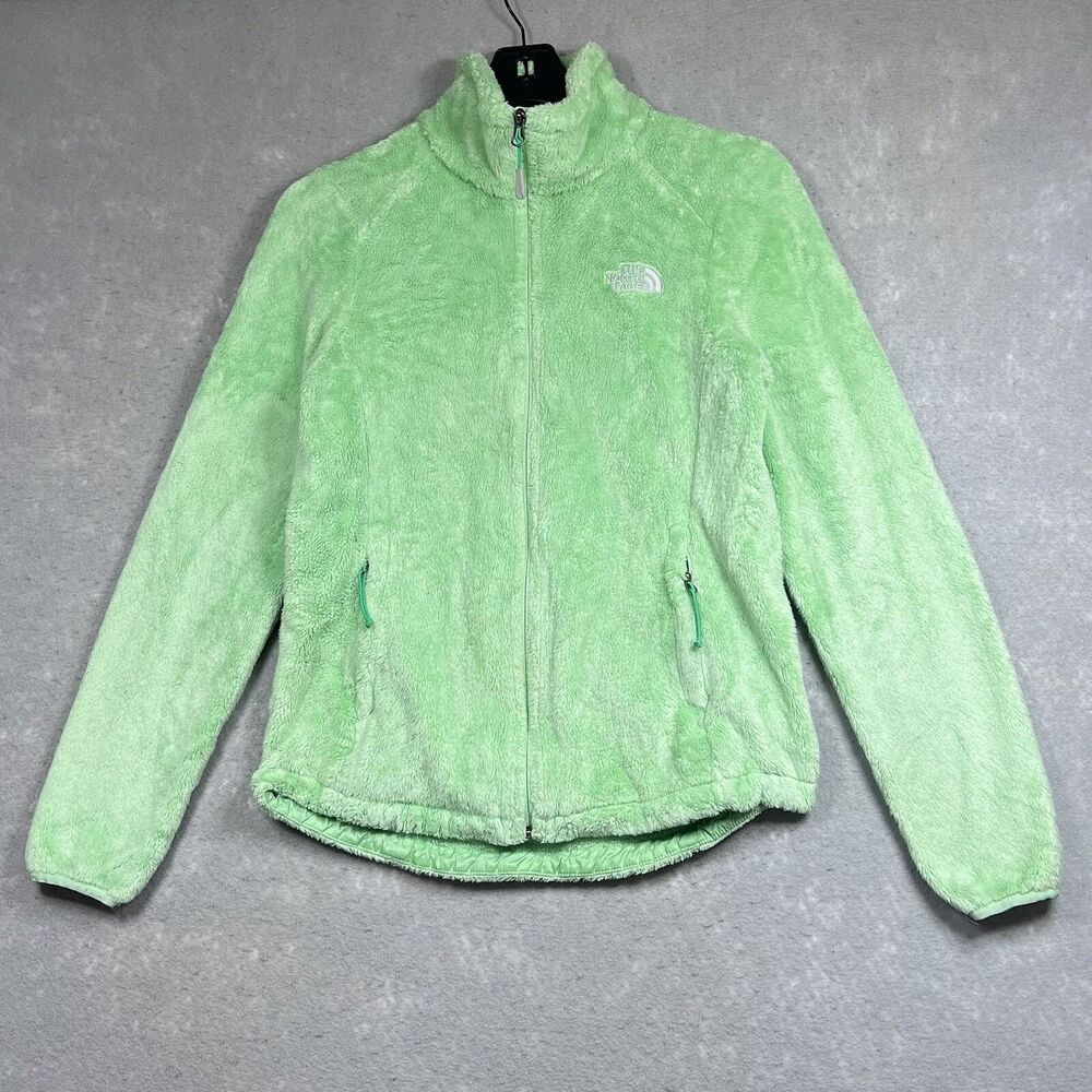 The North Face Jacket Womens Size Small Bright Green Sherpa Fleece Full Zip